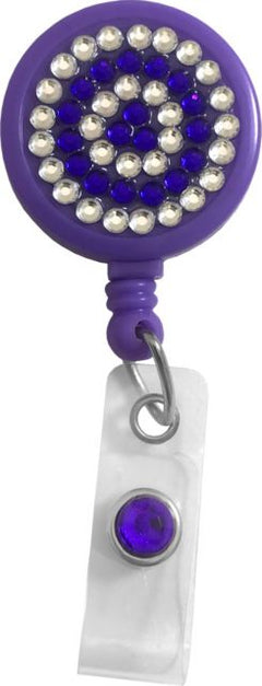 RETRACTEZE ID HOLDER IN SLIDE PACK-RHINESTONES ON PURPLE