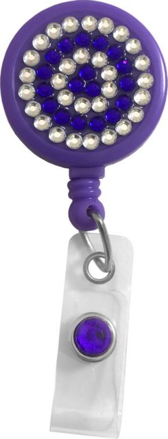 RETRACTEZE ID HOLDER IN SLIDE PACK-RHINESTONES ON PURPLE