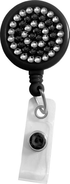 RETRACTEZE ID HOLDER IN SLIDE PACK-RHINESTONES ON BLACK
