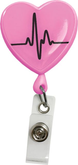 RETRACTEZE ID HOLDER IN SLIDE PACK-EKG HEART ON PINK